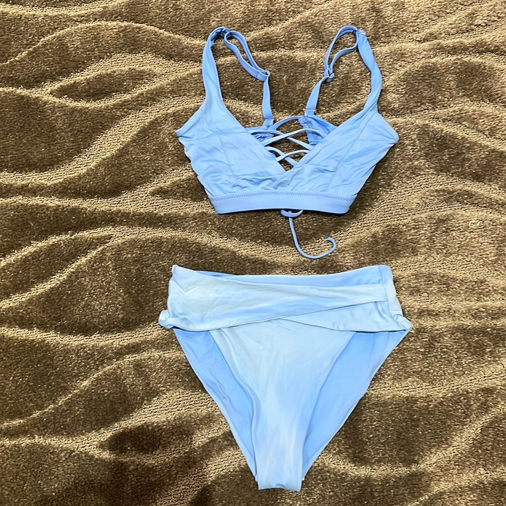 Blue BECCA bikini set for a larger chest. M top and S/P bottoms
